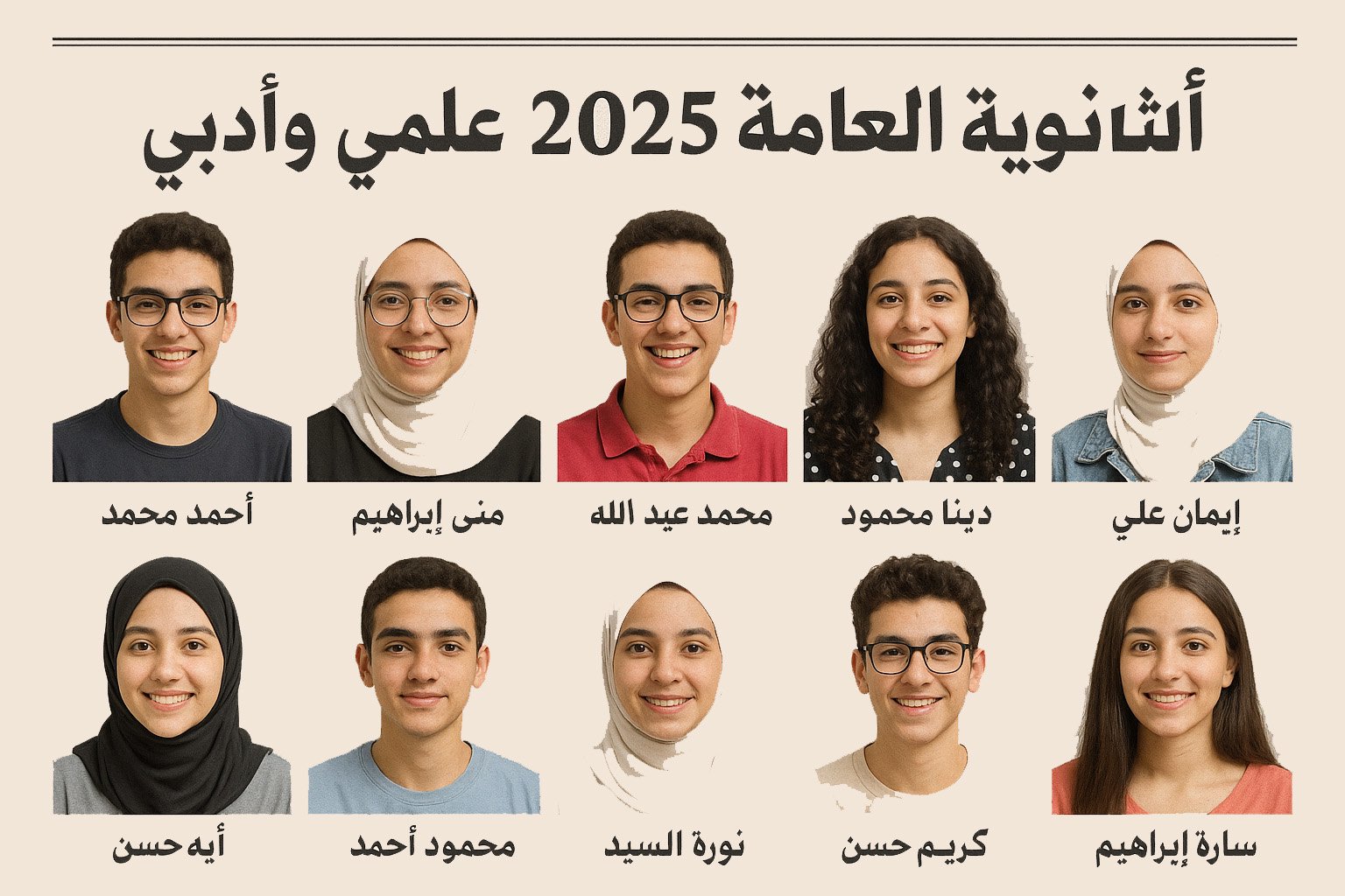 اوائل الثانوية العامة 2025 علمي وادبي